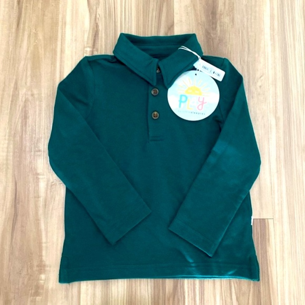 ‼️LAST CHANCE‼️Little Sleepies 2T Emerald Long Sleeve Polo Shirt, NWT